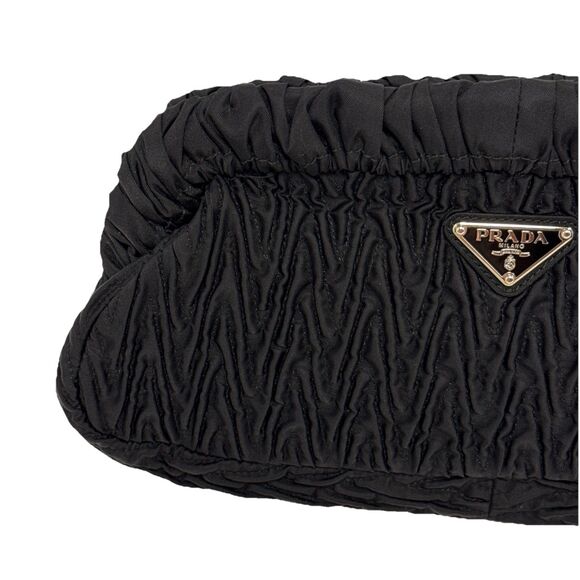 PRADA Tessuto Nylon Chevron Clutch Nero Black - Picture 5 of 16